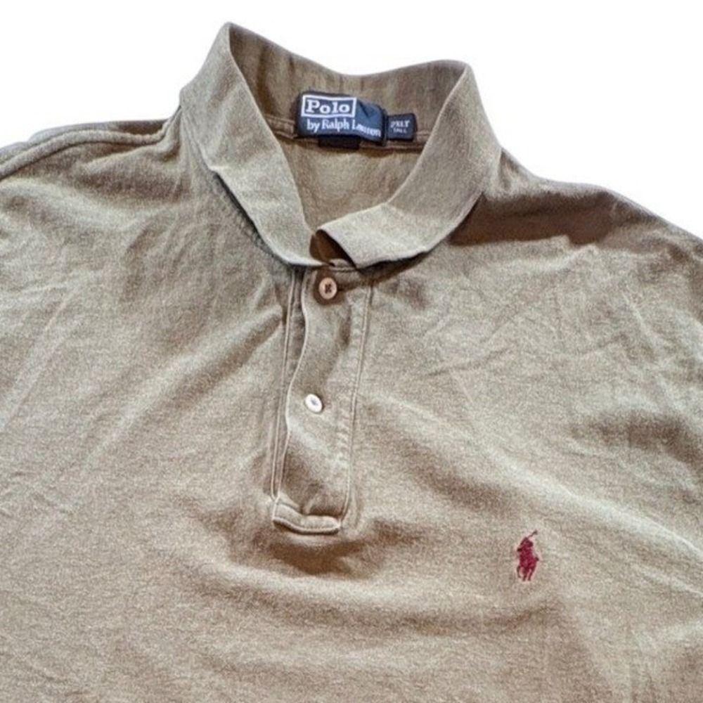 Polo Ralph Lauren Polo Shirt Men 2XLT Tall Olive Green Cotton Short Sleeve Pique